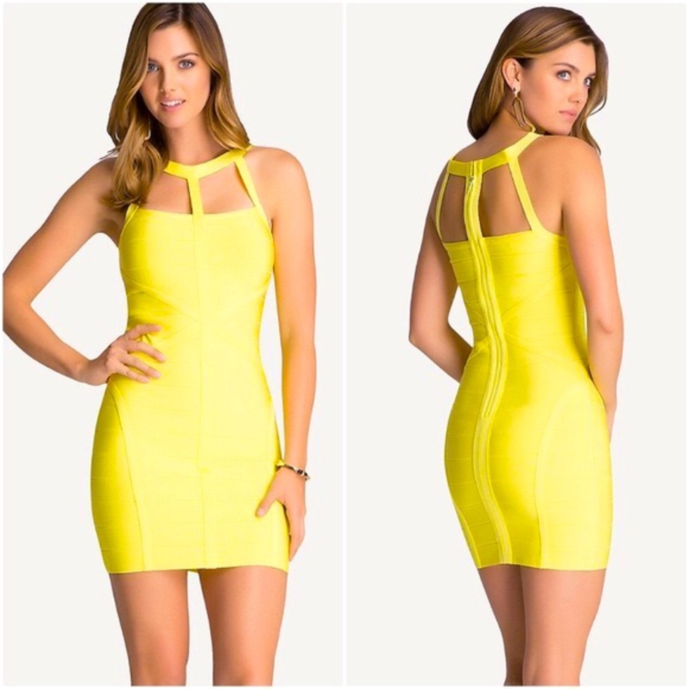 BEBE Yellow Bandage Dress